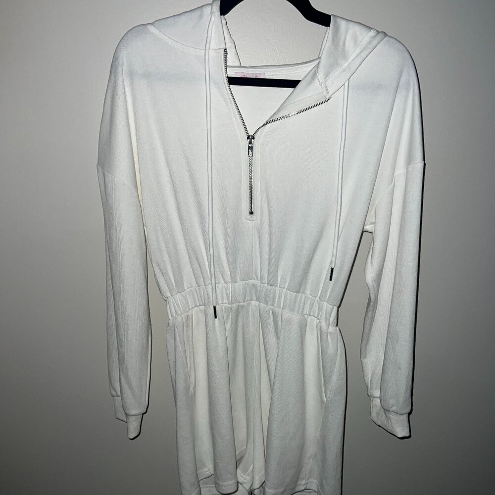 Adorable small,white "Pink Lily" Romper